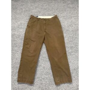 Polo Ralph Lauren Pants Mens 38x30 Brown Chino Flat Front Straight Leg Casual